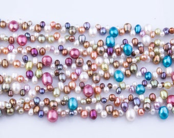 Multicolor Rice Freshwater Pearls, AA Grade, Loose Pearls, Semi-Precious Gemstones, Priced per Strand, Mixed Color, Natural Pearls, PRL056