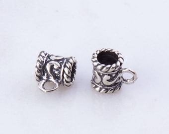 2pcs-Victorian Filigree Bail Beads, Spacer Beads, Connector Beads, Loose Beads, Jewelry Supplies, Charms Holder ,Sterling Silver, SFR11
