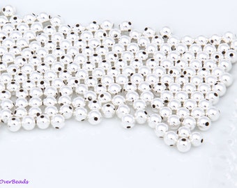 5MM - Sterling Silver .925 /100, 250, 500, 700 or 1000 pcs Round Spacer Beads, SEAMLESS, POLISHED, Made in the USA, High Quality OV16