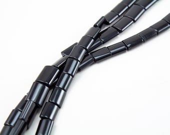 Black Onyx Flat Rectangle Beads, Necklace, Long Strand, Semi-Precious Beads, Onyx Rectangle Beads for Necklace, ONY01