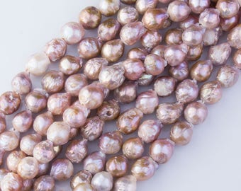 Natural Champagne Baroque Pearls, Loose Pearls, Semi Precious Gemstones, High Quality, Large Hole Beads,Pearl Bead,Priced per Strand, PRL133