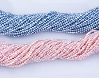 4 - 5mm Light Blue,Or Light Pink Potato Freshwater Pearls, AA Grade, Genuine Pearls, High Luster, Full Strand, Priced per Strand, PRL147
