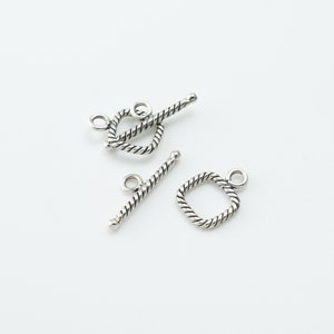 2 SETS- Sterling Silver Square Toggle, Shapes Toggles, For Bracelet, Necklace, Beading Supply, Geometric Shape Toggle, SFT047