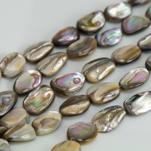 Contas de concha de abalone, pepitas de formato livre, contas orgânicas, formato natural, suprimentos para miçangas, concha do mar, madrepérola, preço por fio, SHE30