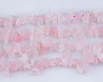 Rose Quartz Rock Nugget Gemstone Beads, Semi-Precious Gemstones, 16" inch, Nugget Bead, Natural Stones, DIY Beads, Priced per Strand, GS32RK