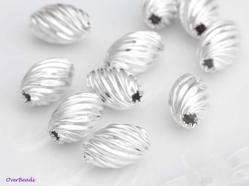 10MM 10pcs 925 Sterling Silver OVAL TWIST Corrugated Beads Etsy