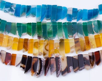 Agate Point Gemstone Beads, Flat Point, Top Drilled, Healing Stone, Agate Pendant, Natural Gemstones, Priced per Strand, POI02