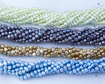 8 - 9mm Mint, Peacock, Olive Gold, and Blue Potato Freshwater Pearls, AA Grade, Genuine Pearls, High Luster, Priced per Strand, PRL149