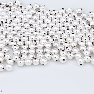 4MM - Sterling Silver .925/100, 300, 500, 1000, or 2000pcs .Round Spacer Beads, SEAMLESS, POLISHED, Made in the USA, High Quality OV16