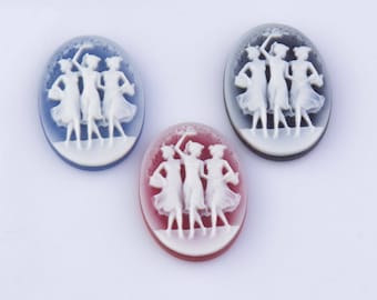 Carved Agate The Three Graces Cameo, Cabochon, Semi-Precious Gemstones, Natural Stones, Cameo Pendant, Oval Pendant,Angel Cameo,CAM07