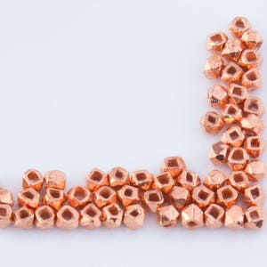 3strands -3.5mm Copper Faceted Square Beads, Copper Plated over Brass, 1.5mm hole, Cube Beads, Spacer Beads,GFPB19M