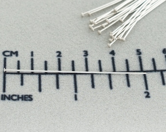 50 pcs- 2 inch 22GAUGE .025 Sterling Silver Head Pin, For Making Bead Dangles, Stones Dangles, Crystal Dangle, Gemstone Head Pin SF007D