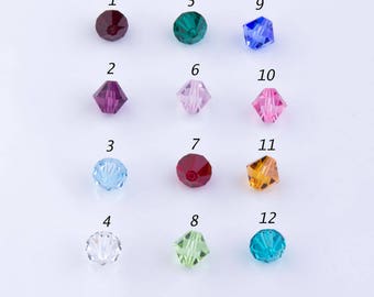 Contas de cristal Swarovski facetadas bicone de 4 mm (#5301), pedra de nascimento, presente de aniversário, dia das mães, mês de nascimento, multicoloridas, total de 50 peças