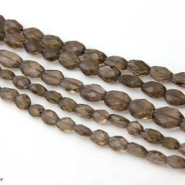 SMOKEY TOPAZ Flat Oval Faceted Gemstones, 8mm x 5mm, 14.5" Full Strand, Gemstone Beads, GS007ST