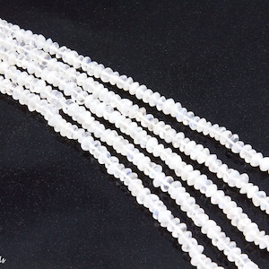 15&quot; Full Strand 4mm Natural RAINBOW MOONSTONE Rondelle Saucer Smooth Polished Beads, Gemstone Beads, WHOLESALE OV36