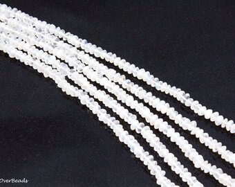 15" Full Strand 4mm Natural RAINBOW MOONSTONE Rondelle Saucer Smooth Polished Beads, Gemstone Beads, WHOLESALE OV36