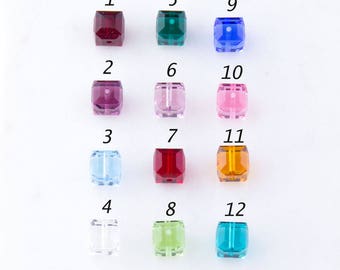 20 peças - cubo de 4 mm facetado (#5601) contas de cristal Swarovski, pedra de aniversário, presente de aniversário, dia das mães, mês de nascimento, multicolorido, CB11