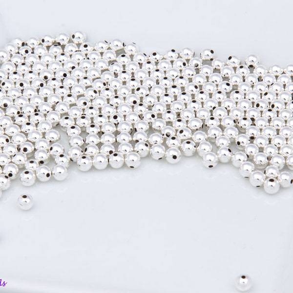 2MM - Sterling Silver .925/100, 500, 1000 or 2000 pieces  Round Spacer Beads, SEAMLESS, POLISHED, Made in the USA, High Quality OV16