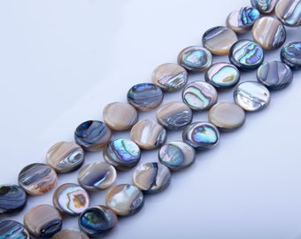 Abalone Round Shell Beads, Genuine Shells, Natural Shape, High Luster, Beading Supples, Sea Shell, Iridescent, Priced per Strand, SHE29