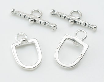 1 Set -Sterling Silver Horseshoe Toggle with Bar, For Bracelet and Necklace Making, Toggle Findings, Horseshoe Toggles, SFT019
