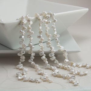 Keishi White Cream Freshwater 8x6-7mm Top Drill Pearls, Luster,  Loose Pearls, High Quality, Genuine, Priced per Strand, PRL171