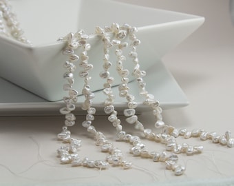 Keishi White Cream Freshwater 8x6-7mm Top Drill Pearls, Luster,  Loose Pearls, High Quality, Genuine, Priced per Strand, PRL171