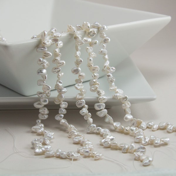 Keishi White Cream Freshwater Top Drill Pearls, Luster,  Loose Pearls, High Quality, Genuine, Priced per Strand, PRL171