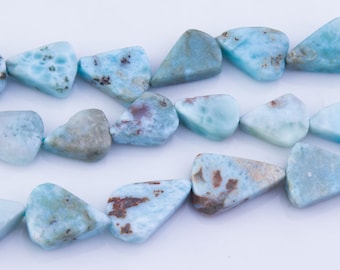 Larimar Teardrop Gemstone Beads, Natural Gemstones, Semi-Precious Stones, Top and Bottom Drill, Priced per Strand, Earrings, Necklace, LAR02