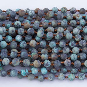 African Turquoise 6 mmOR 8mm 38" & 60" Round Beads, Necklace, Bracelet, Long Strand, Semi-Precious Beads, Knotted Stone, Long Necklace
