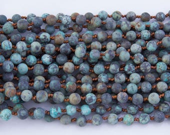 African Turquoise 6 mm 60”Round Beads, Necklace, Bracelet, Long Strand, Semi-Precious Beads, Knotted Stone, Long Necklace