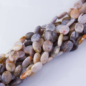 Bruin/grijs Agate plat ovaal edelstenen, 16&quot; Inch Strand, Semi-edelstenen, losse kralen, hoge kwaliteit, per streng, AG05 geprijsd