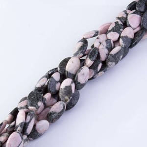 Porphyry Jasper Flat Oval Gemstone Beads, Semi-Precious Gemstones, Natural Gemstones, Igneous Rocks , Priced per Strand, GS018J