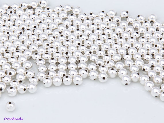 2mm .925 Sterling Silver Brite Beads Seamless Pure Solid Made in Italy Pkg 500