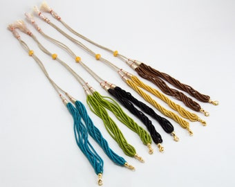 Silk Rope Adjustable Necklace with Gold Plated Clasp to attach to Link Connector, Sold per piece in Teal, Green, Black, Gold and Brown NKP01
