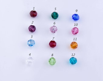 10mm Round Faceted Swarovski (#5000) Crystal Beads, Birthstone, Genuine, Birthday Gift or Present, Multicolor, Priced per 10 pieces, CB03