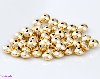 6MM (5.5mm x 3.3mm) - 20pcs 14K Gold Filled Rondelle Saucer Beads, SEAMLESS, POLISHED, Made in the USA, Highest Quality OV38