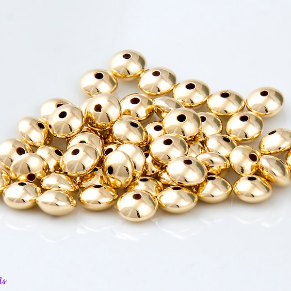 6MM (5.8mm x 3.3mm) - 20pcs 14K Gold Filled Rondelle Saucer Beads, SEAMLESS, POLISHED, Made in the USA, Highest Quality OV38