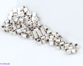 100 Pcs - 2mm 925 STERLING SILVER Crimp Beads, Tubes, Seamless, Polished, 2x2, 1.6x2, 2 Sizes Available, Made in the USA, SF011