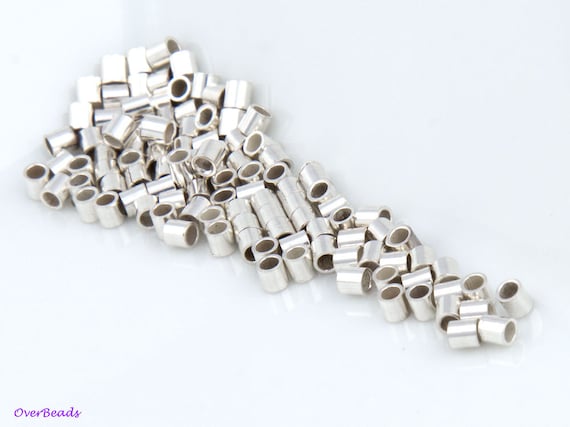 2mm 925 Sterling Silver Seamless Crimp Tube 100pcs.