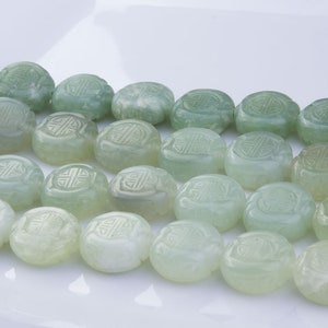 Chinese Hand Carved Round Jade Gemstone Beads, Semi Precious Gemstones, Loose Beads, Natural Jade, Priced per Strand, GS06S