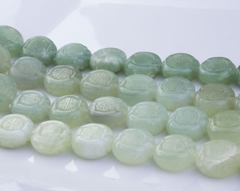 Chinese Hand Carved Round Jade Gemstone Beads, Semi Precious Gemstones, Loose Beads, Natural Jade, Priced per Strand, GS06S