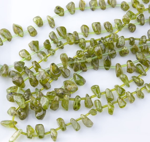 Green Garnet Freeform Nugget Gemstone Beads, Semi-Precious Stones, Healing Beads, Necklace or Bracelet Beads, Priced per Strand, GS04GG
