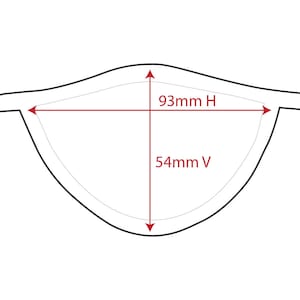 May include: A black outline of a lens shape with red measurement lines. The horizontal measurement reads 93mm H, and the vertical measurement reads 54mm V. The lens shape is on a white background.