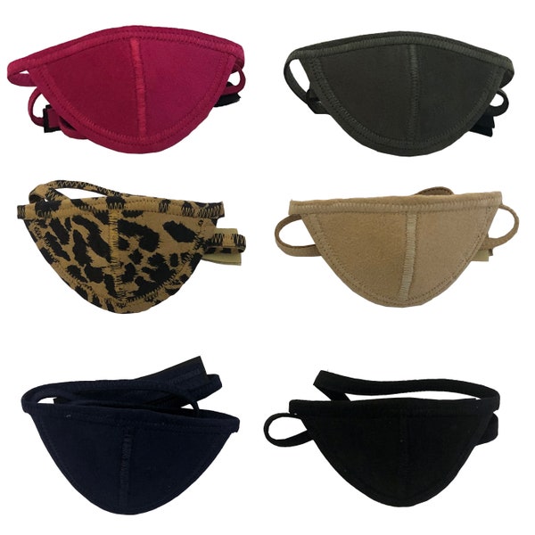 The most luxurious eyepatch around. 100% Ultrasuede eye patch w/ soft adjustable closure. In 6 colors: black, tan, navy, pink, gray, leopard