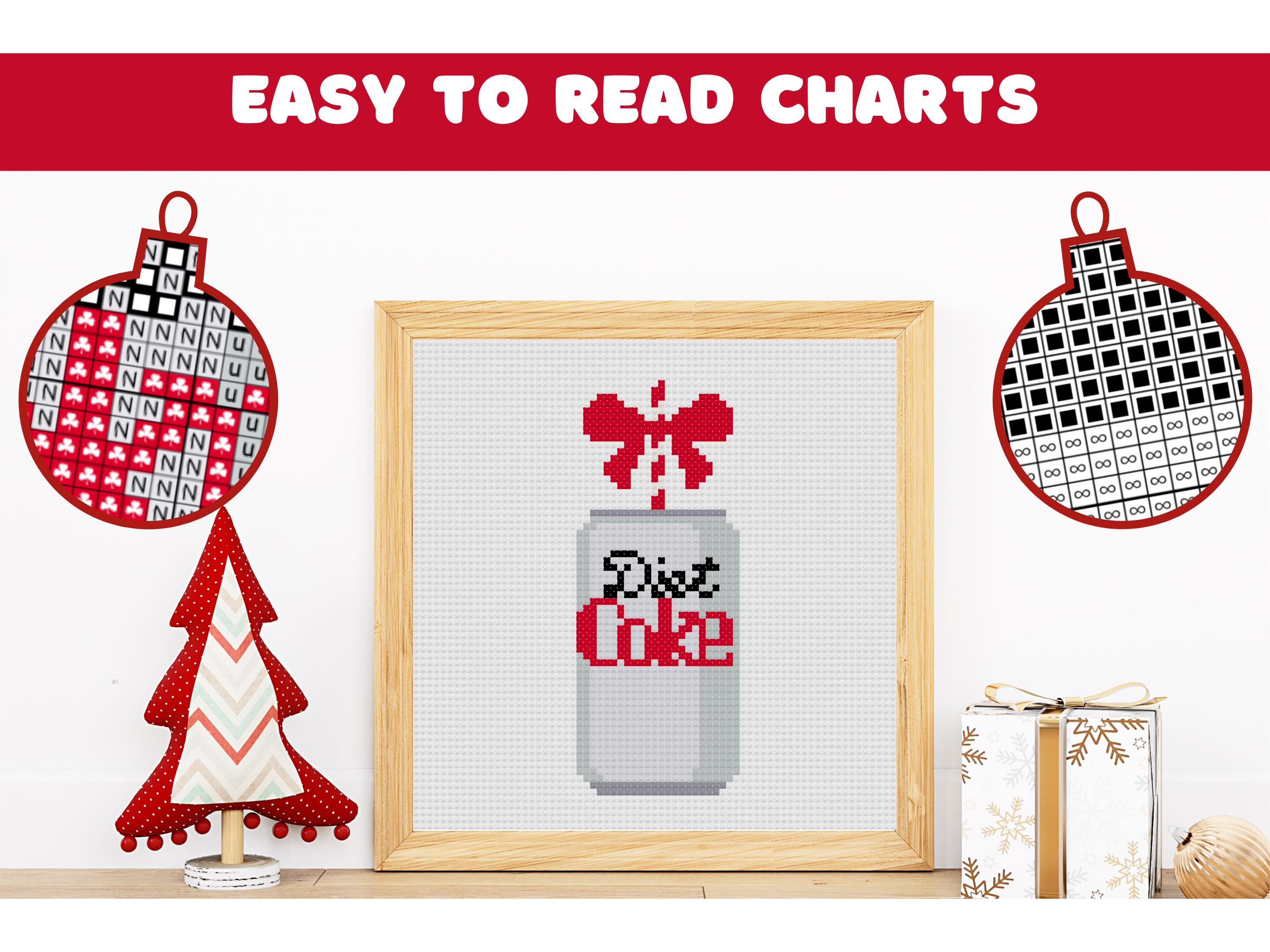 Diet Coke Cross Stitch Pattern – Holiday Needlepoint, Digital Download ...