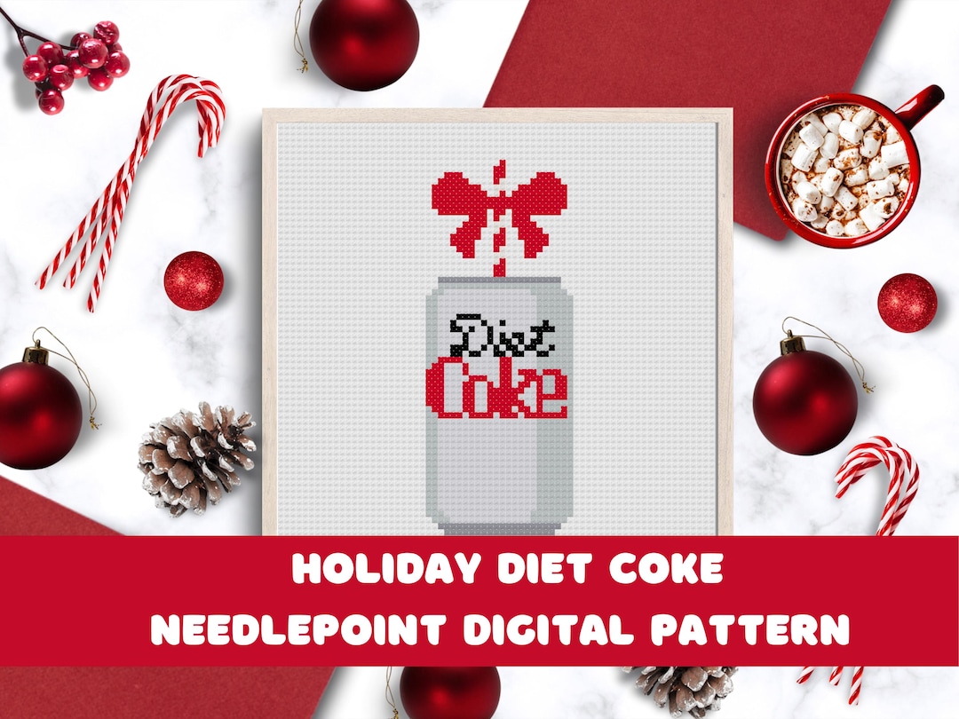 Diet Coke Cross Stitch Pattern – Holiday Needlepoint, Digital Download ...