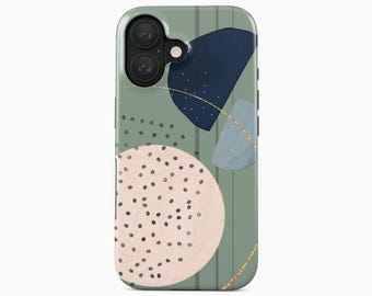 Green Abstract Shapes Phone Case for iPhone 17 Pro Max, Samsung Galaxy S26 Ultra