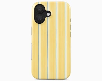 Yellow and Blue Striped Phone Case Summer Vertical Stripes Pattern Cover for iPhone 18 17 16 15 Pro Max Plus, Samsung Galaxy S26 S25 Ultra