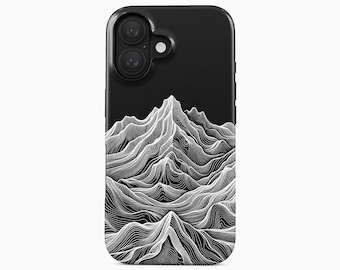Topographic Mountain Line Art Phone Case for iPhone 18 Pro Max, Samsung Galaxy S24