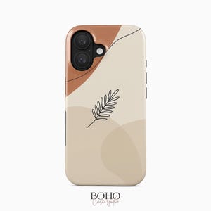 Abstract Minimal Leaf Phone Case | Soft Neutral Boho Shapes | iPhone, Samsung Galaxy, Google Pixel